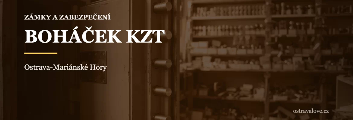 Otevřený trezor a zámky v prodejně, náhledová grafika profilu BOHÁČEK KZT v Ostravě