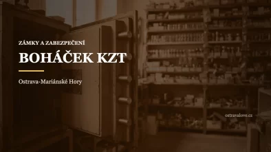 Otevřený trezor a zámky v prodejně, náhledová grafika profilu BOHÁČEK KZT v Ostravě