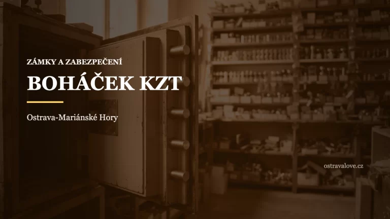 Otevřený trezor a zámky v prodejně, náhledová grafika profilu BOHÁČEK KZT v Ostravě