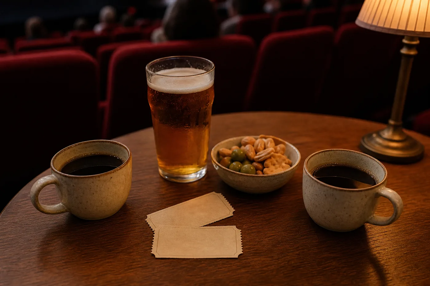 Ilustrační káva a lokální pivo před filmovou projekcí