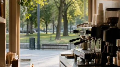 Malý ranní espresso bar u parku – ilustrační fotografie OtočKafe Ostrava