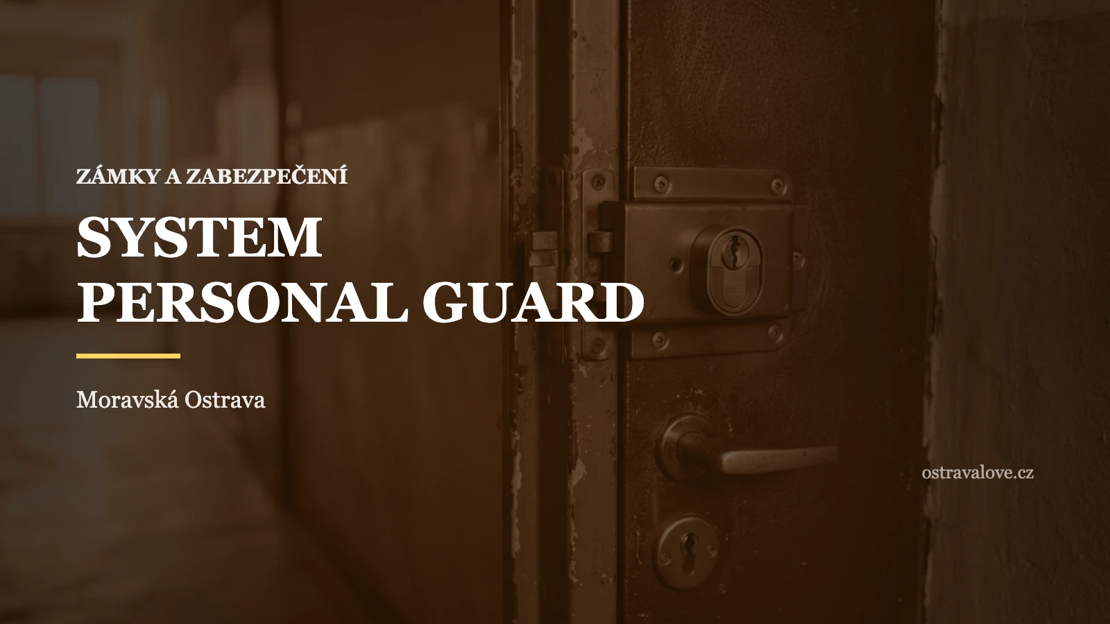 Detail bezpečnostního zámku a kování ve dveřích, náhledová grafika profilu SYSTEM PERSONAL GUARD