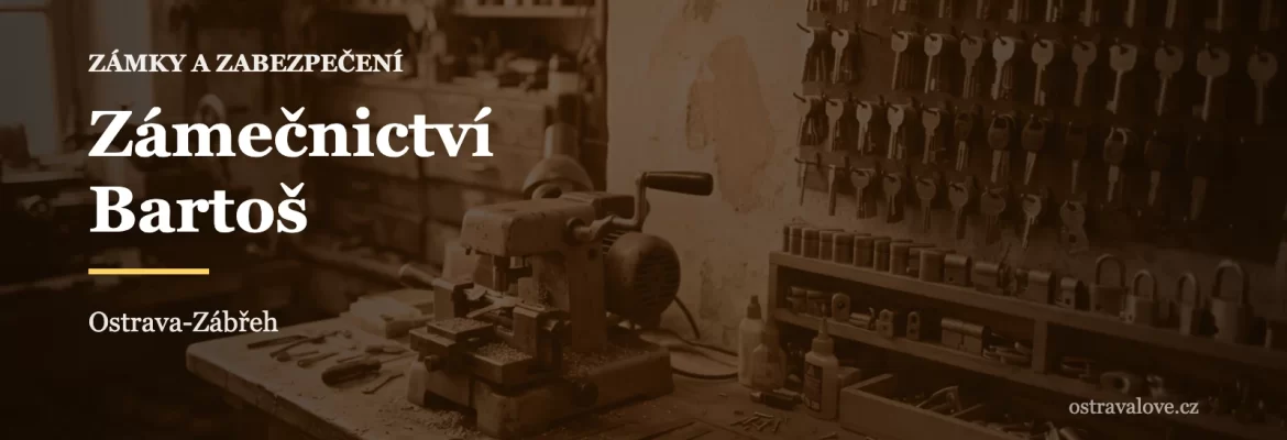 Klíčová dílna s frézkou na klíče, náhledová grafika profilu Zámečnictví Bartoš v Ostravě
