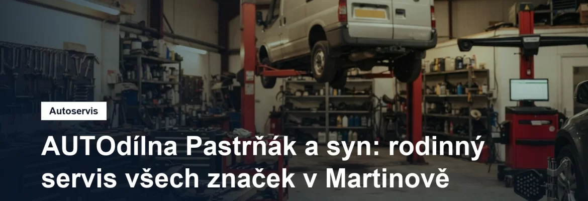 Dílna rodinného autoservisu v Ostravě, dodávkový vůz na zvedáku a vedle něj pracoviště s montáží tažného zařízení