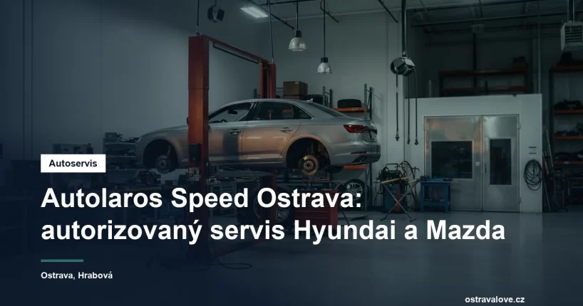 Servisní hala autorizovaného autoservisu v Ostravě, osobní vůz na zvedáku a vedle něj pracoviště karosářské dílny