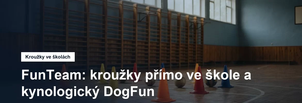 Míče a kužely připravené v tělocvičně