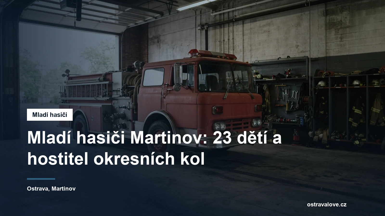 Zásahové vozidlo ve vratech zbrojnice