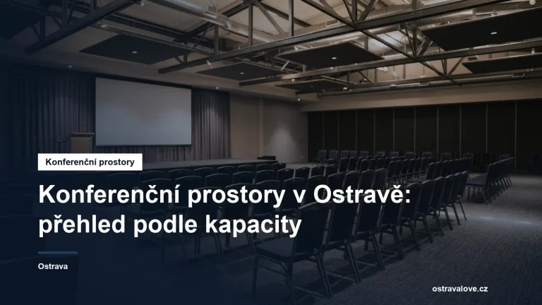 Prázdný konferenční sál s řadami židlí a plátnem