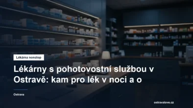 Výdejní pult lékárny s regály léků