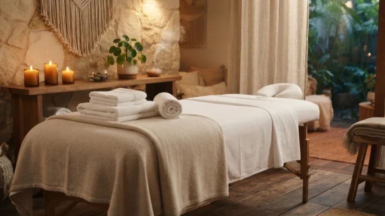 Masážní lehátko ve wellness prostředí