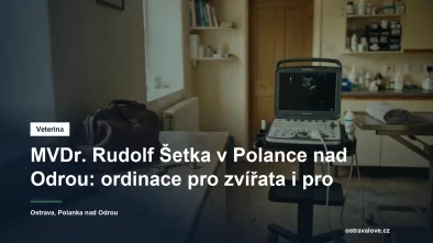 Přenosný ultrazvukový přístroj a veterinární brašna na pracovním stole ordinace