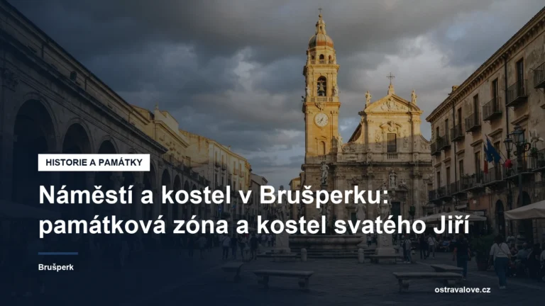 Náměstí s podloubím a kostel svatého Jiří v Brušperku