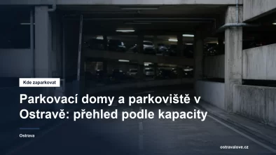 Vjezd do patrového parkovacího domu se závorou a značením pater