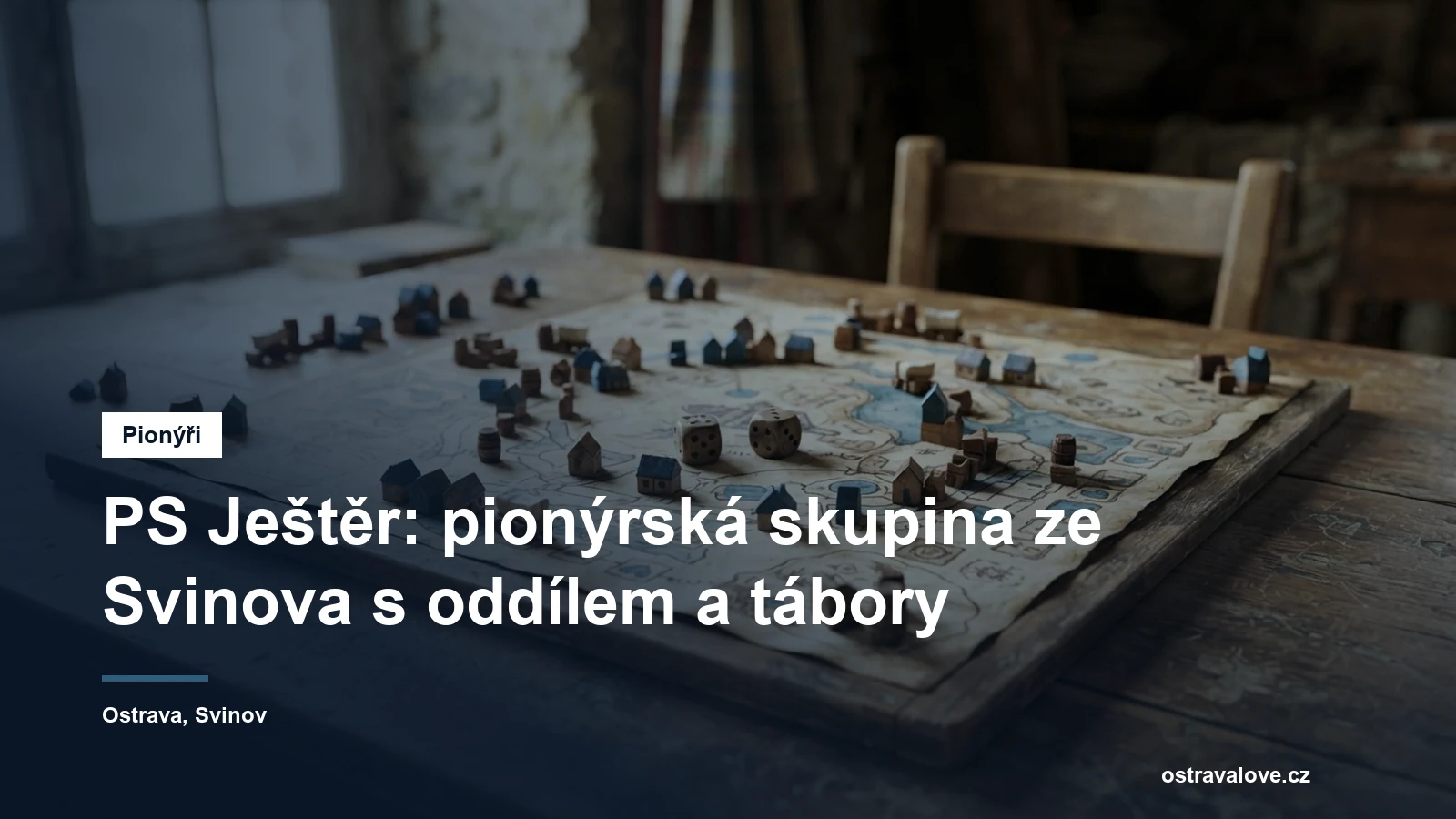 Desková hra rozložená na dřevěném stole v klubovně