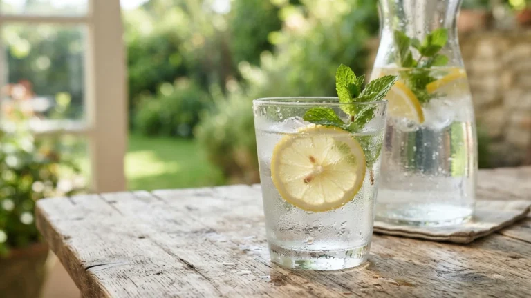 Sklenice čisté vody s citronem