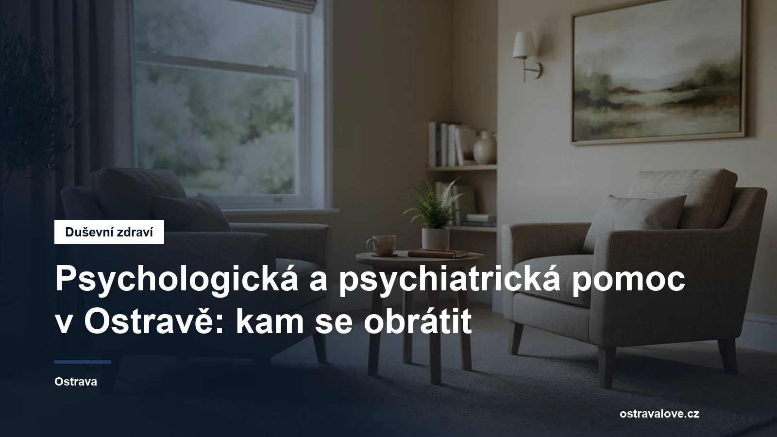 Dvě křesla proti sobě v tiché místnosti s oknem