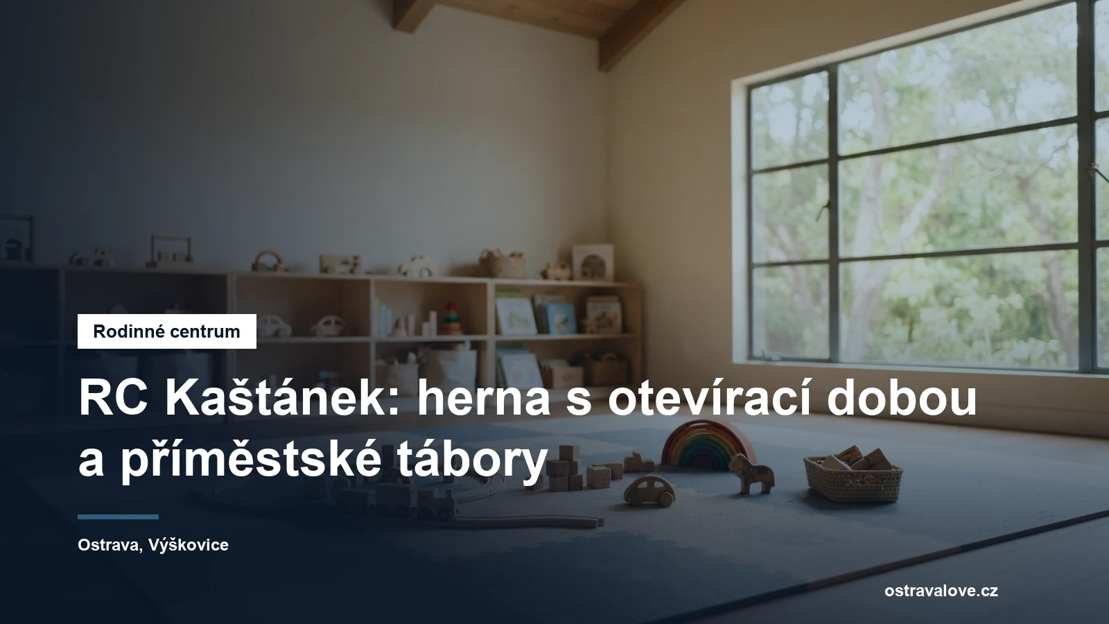 Dřevěné hračky a měkké podložky v herně