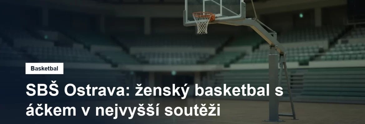 Basketbalový koš se sítí a prázdná hala za ním