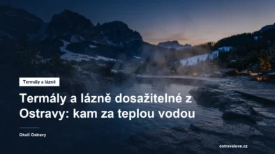 Venkovní termální bazén s párou v horské krajině