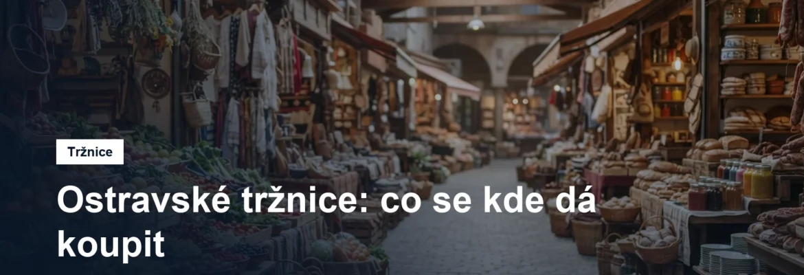 Krytá tržnice s řadami stánků a zbožím
