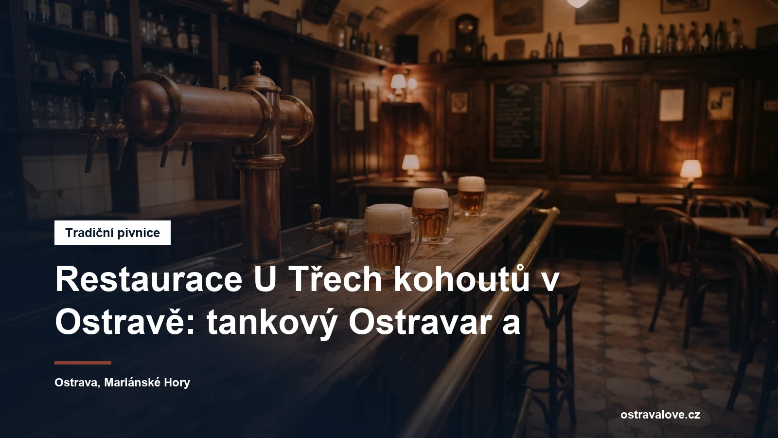 Výčep tradiční pivnice s pivními sklenicemi a dřevěným obložením