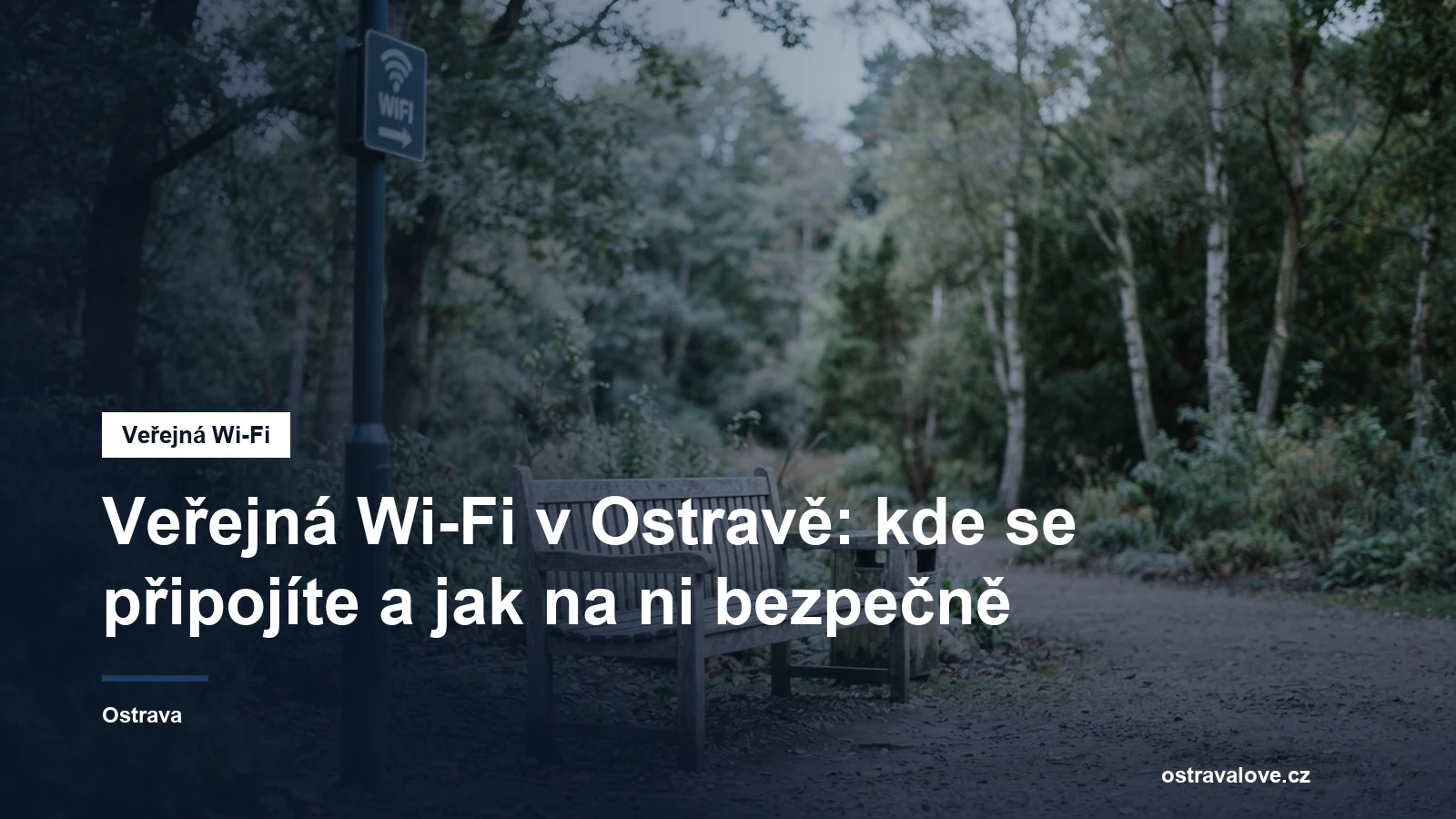 Symbol Wi-Fi na veřejném místě s lavičkou