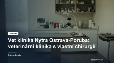 Světlá veterinární ordinace s vyšetřovacím stolem a přístroji