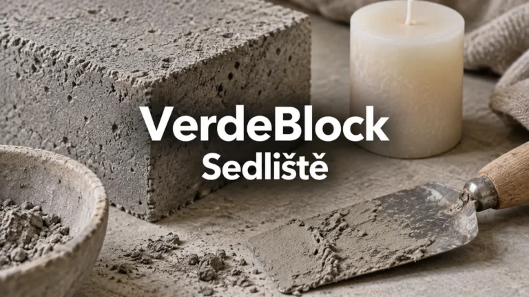 Betonový vzorek, špachtle a svíčka – VerdeBlock, Sedliště