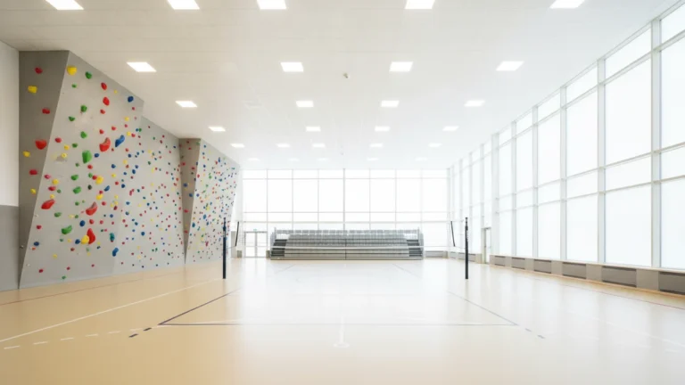 Sportovní hala s palubovkou a lezeckou stěnou