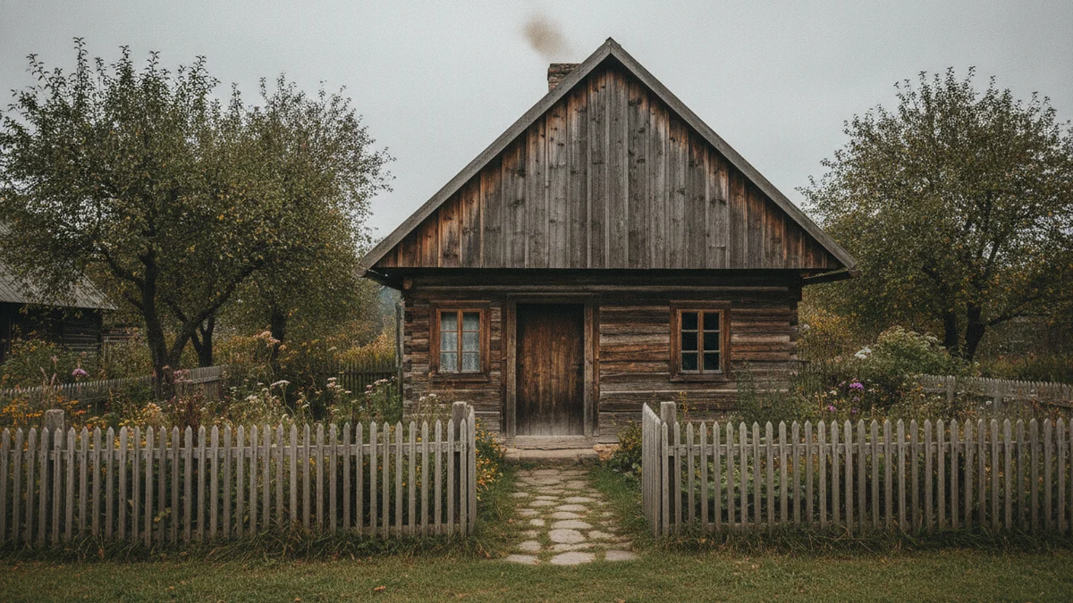 Starý venkovský kostel a hřbitovní zeď