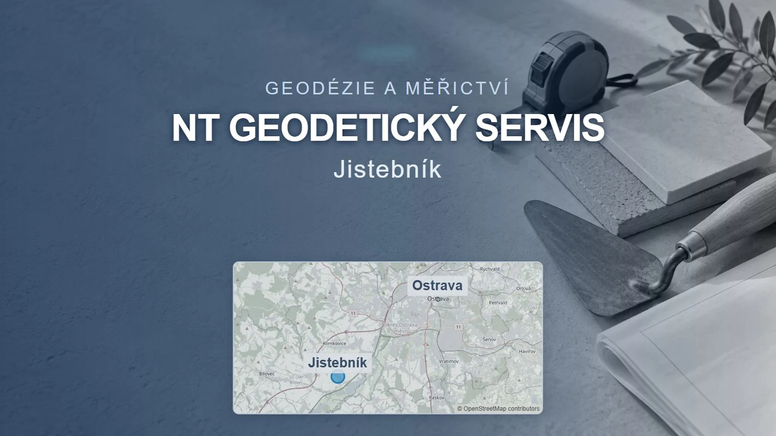NT geodetický servis, Jistebník – obecný tematický motiv a orientační mapa obce u Ostravy