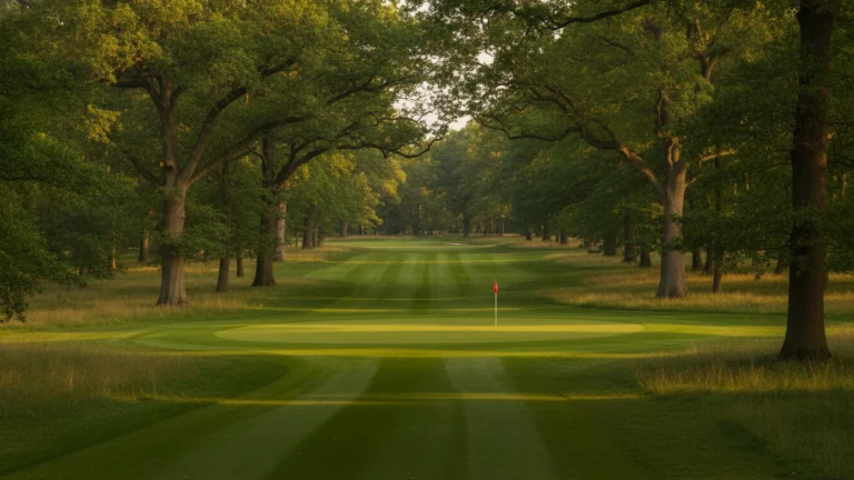 Golfové hřiště v parku se starými stromy
