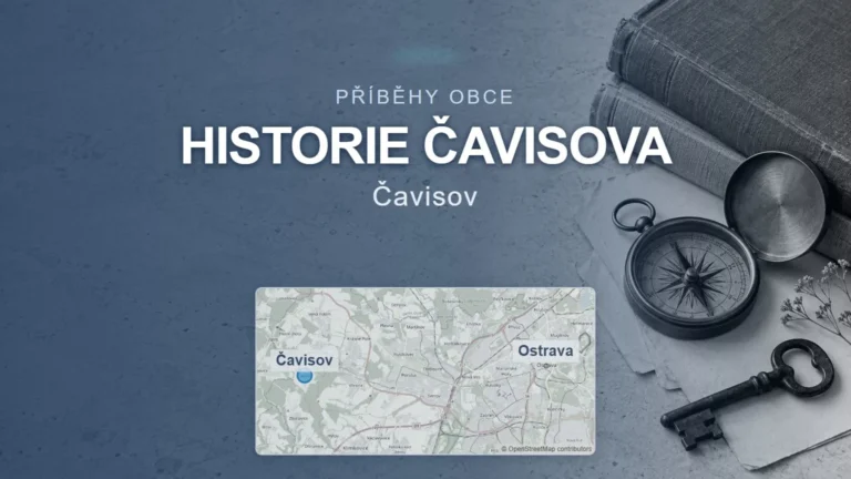 Historie Čavisova, Čavisov – obecný tematický motiv a orientační mapa obce u Ostravy