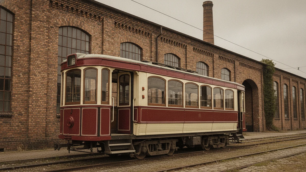 Historická tramvaj na kolejích