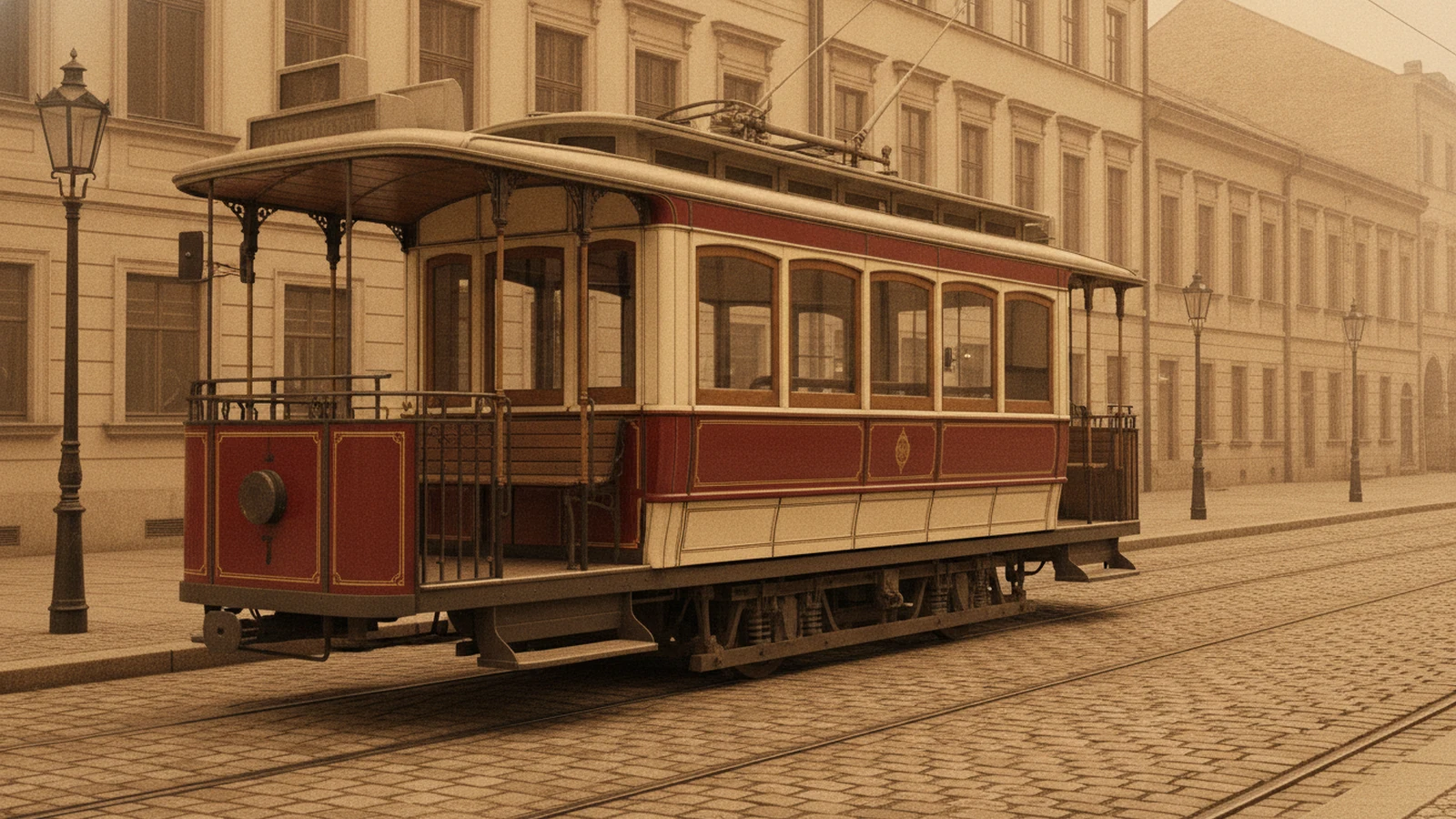 Dřevěná historická tramvaj