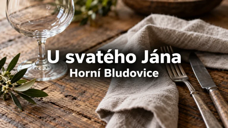 Sklenice a příbor na dřevěném stole – U svatého Jána, Horní Bludovice