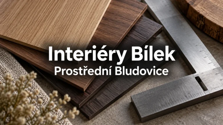 Vzorky dřeva a truhlářský úhelník – Interiéry Bílek, Prostřední Bludovice