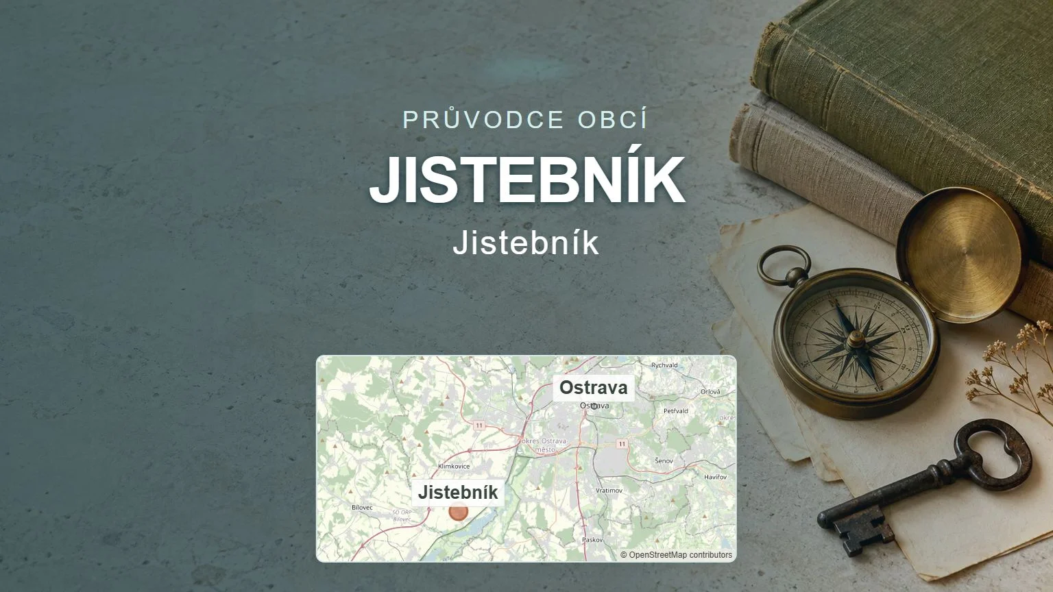 Jistebník, Jistebník – obecný tematický motiv oboru a orientační mapa obce u Ostravy