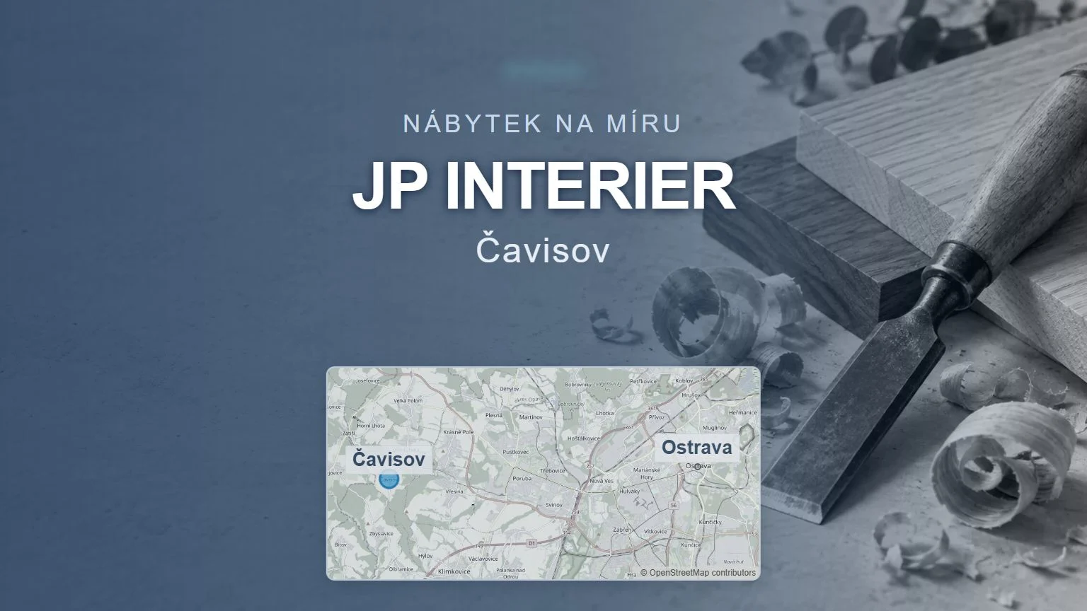 JP Interier, Čavisov – obecný tematický motiv a orientační mapa obce u Ostravy