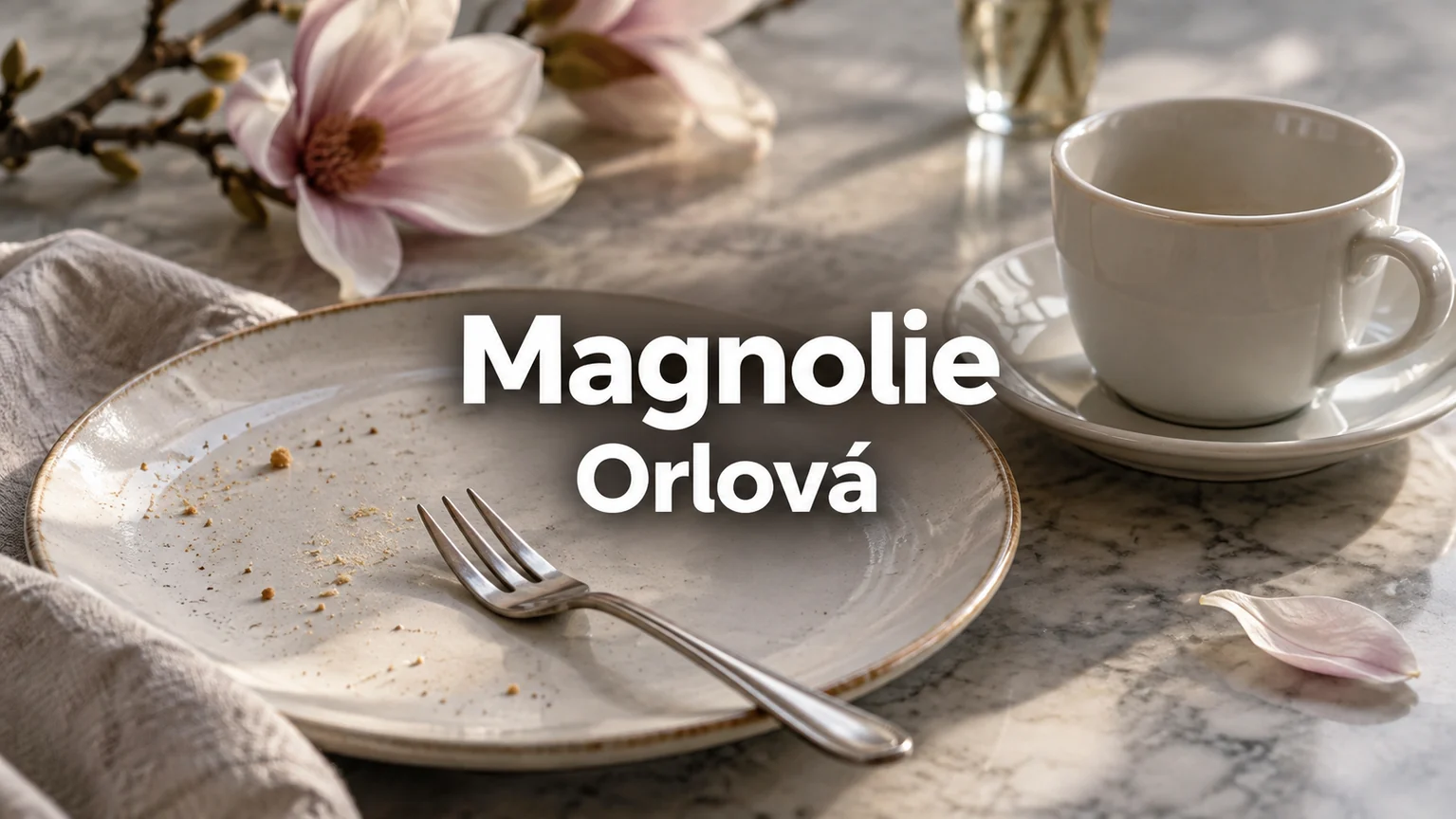 Prázdný dezertní talíř a šálek – Magnolie, Orlová