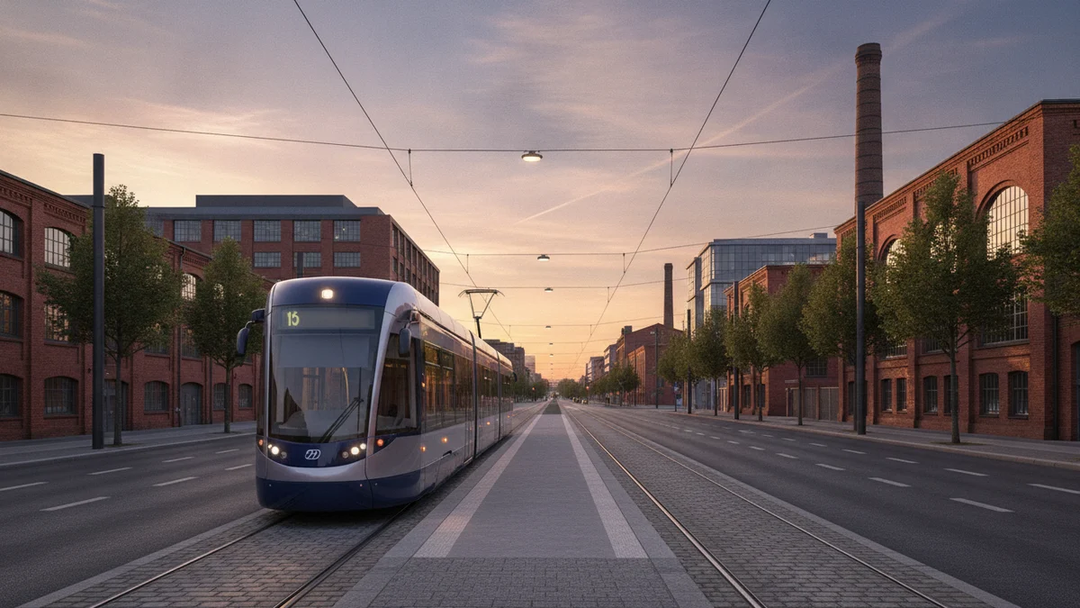 Moderní tramvaj na zastávce v Ostravě