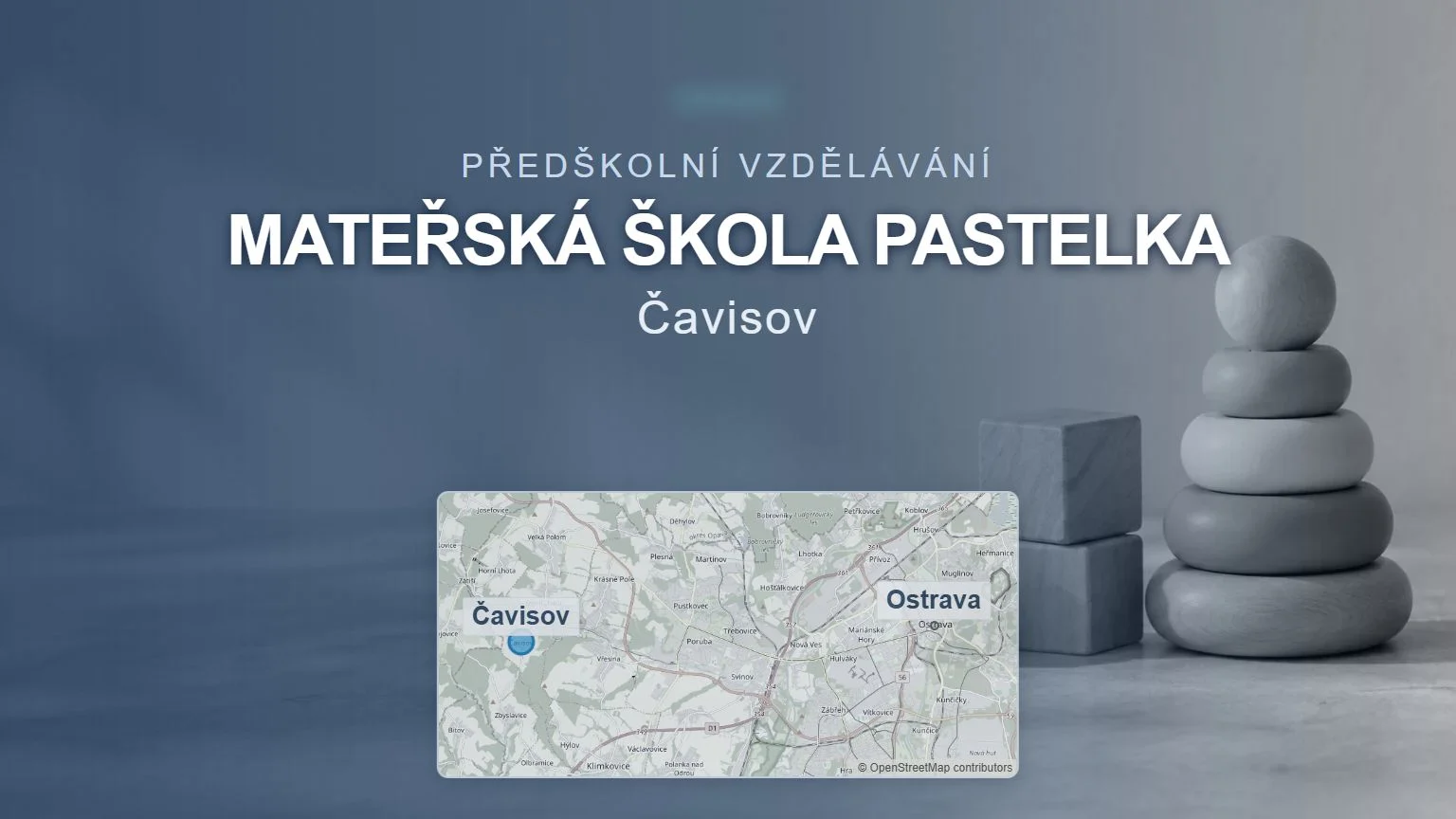 Mateřská škola Pastelka, Čavisov – obecný tematický motiv a orientační mapa obce u Ostravy