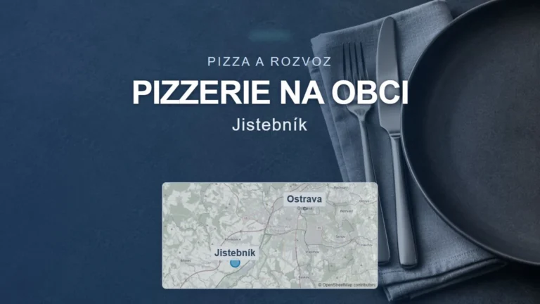 Pizzerie Na Obci, Jistebník – obecný tematický motiv oboru a orientační mapa obce u Ostravy