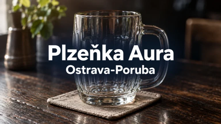 Prázdný pivní půllitr – Plzeňka Aura, Ostrava-Poruba