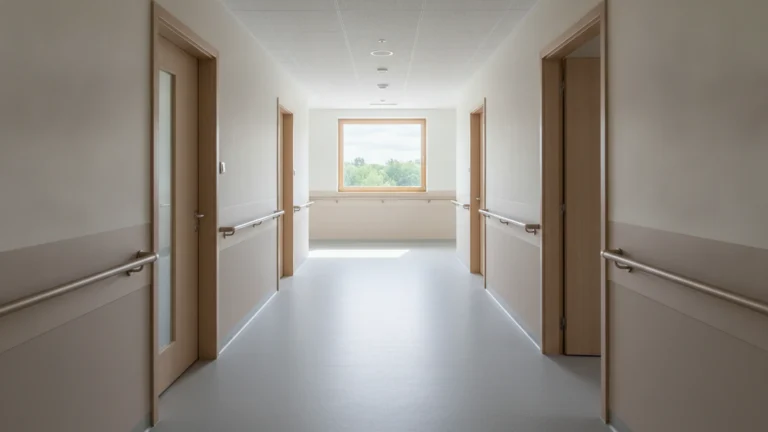 Chodba rehabilitačního zařízení s madly