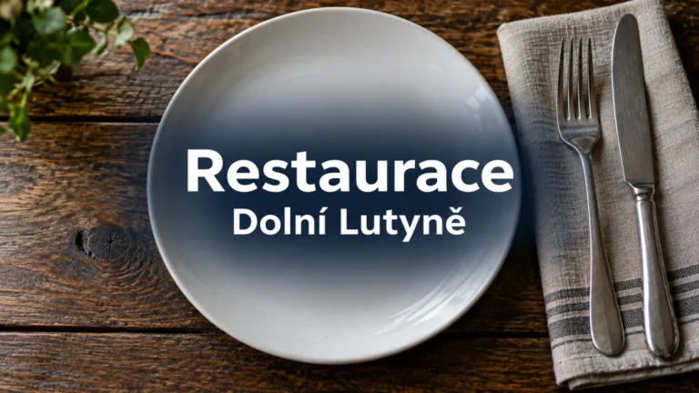 Talíř a příbory s názvem Restaurace Dolní Lutyně