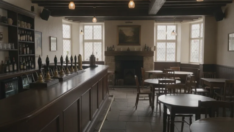 Výčep a stoly v hospodě na náměstí
