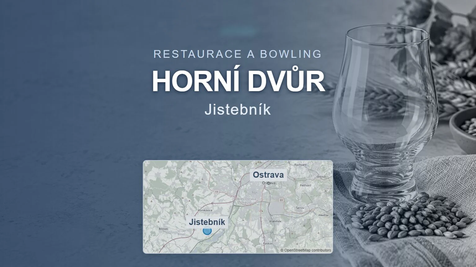 Horní Dvůr, Jistebník – obecný tematický motiv oboru a orientační mapa obce u Ostravy