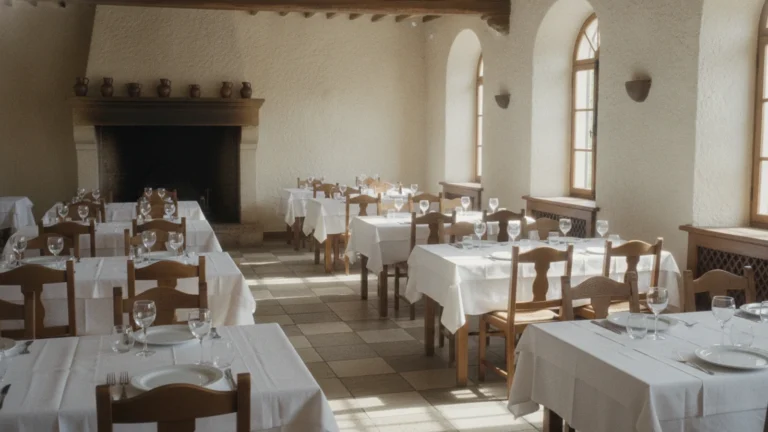 Interiér restaurace s prostřenými stoly