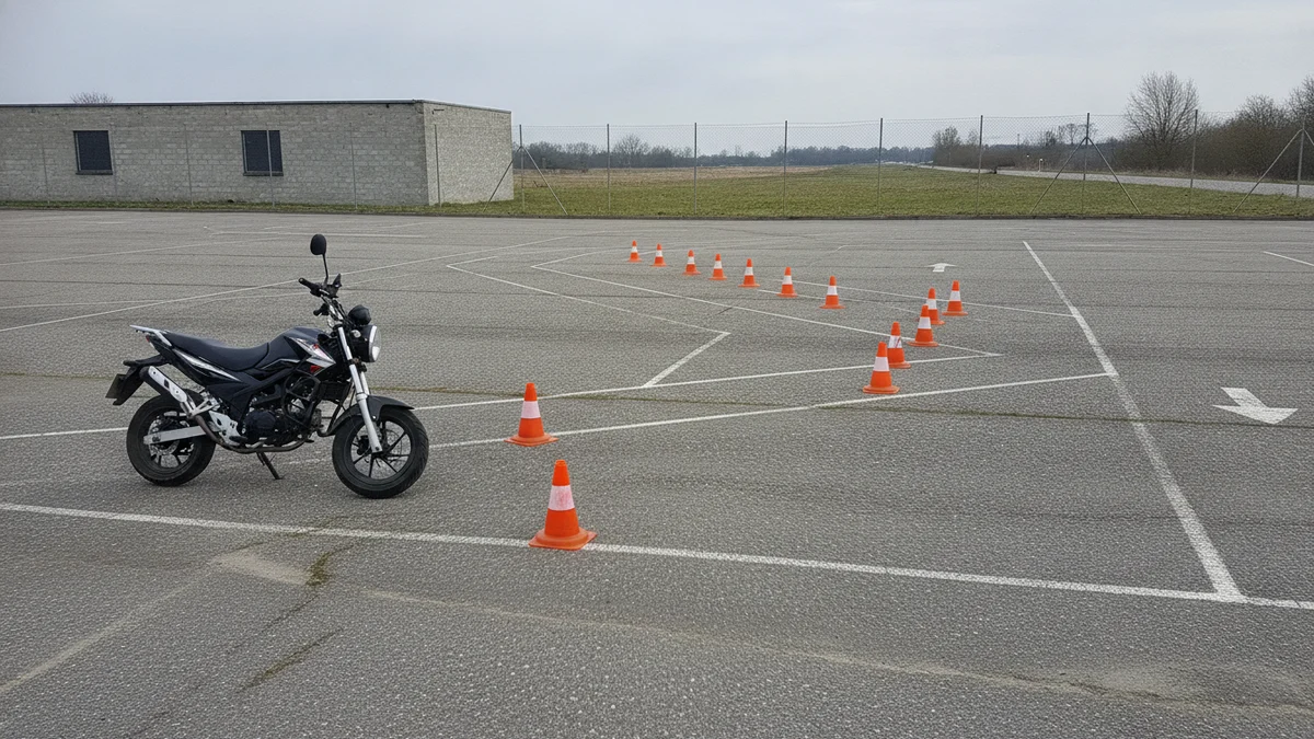 Cvičná plocha s kužely pro výcvik na motocyklu